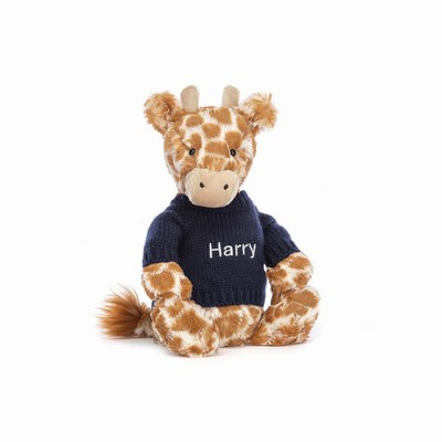 Jellycat Bashful Jirafa with Navy Jumper | QNJE-84257